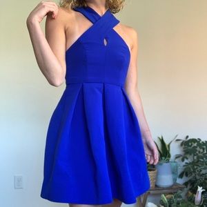 AQ/AQ Blue Cross Strap Mini Dress